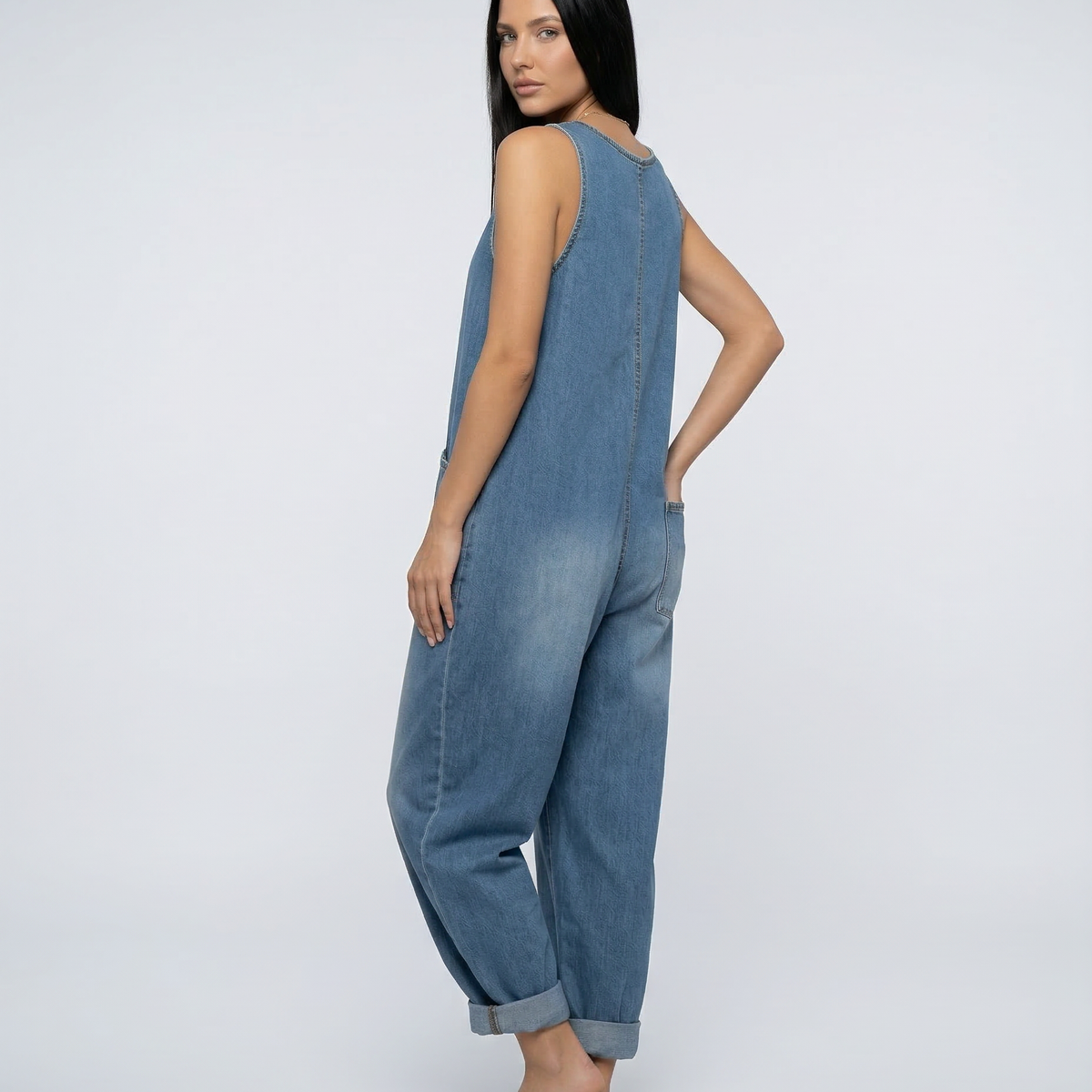 Abigail | Denim Jumpsuit with Button Front