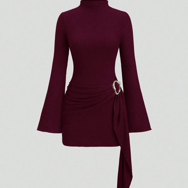 Addison | Mini Dress Long Sleeve with Side Tie Detail