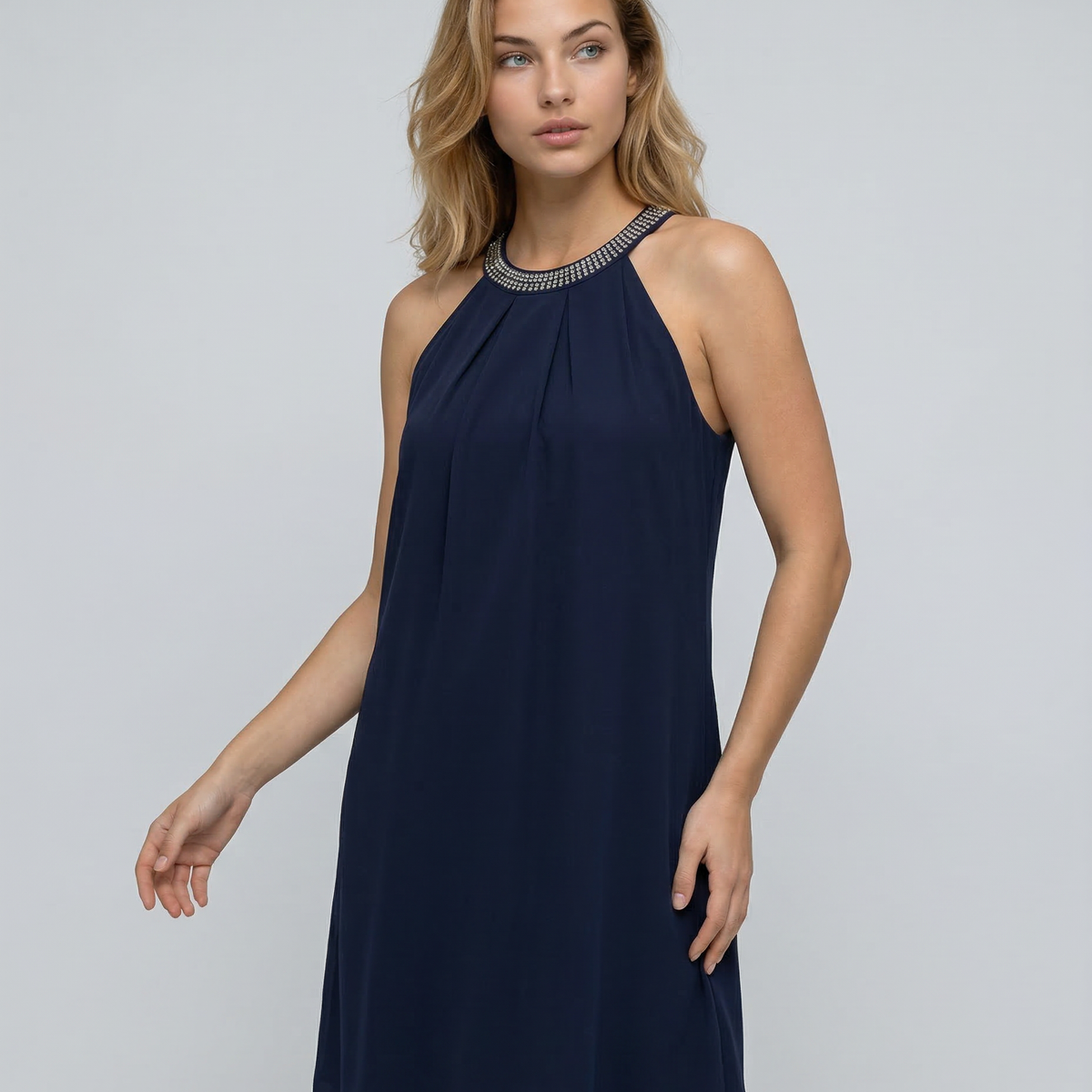 Natalie | Mini Dress with Embellished Halter Neck