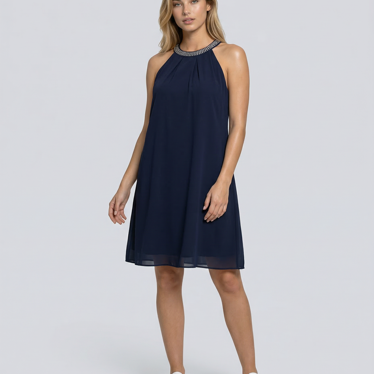 Natalie | Mini Dress with Embellished Halter Neck