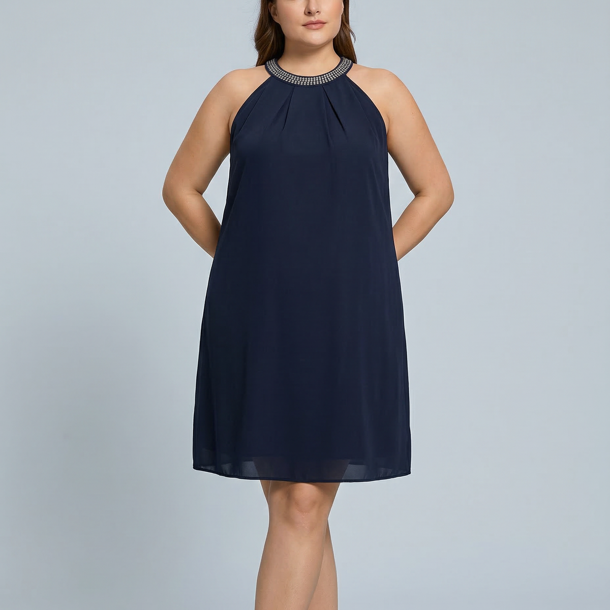 Natalie | Mini Dress with Embellished Halter Neck