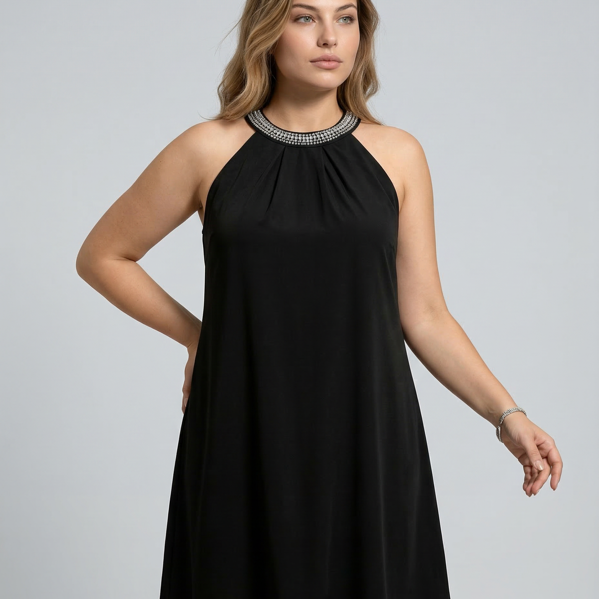 Natalie | Mini Dress with Embellished Halter Neck