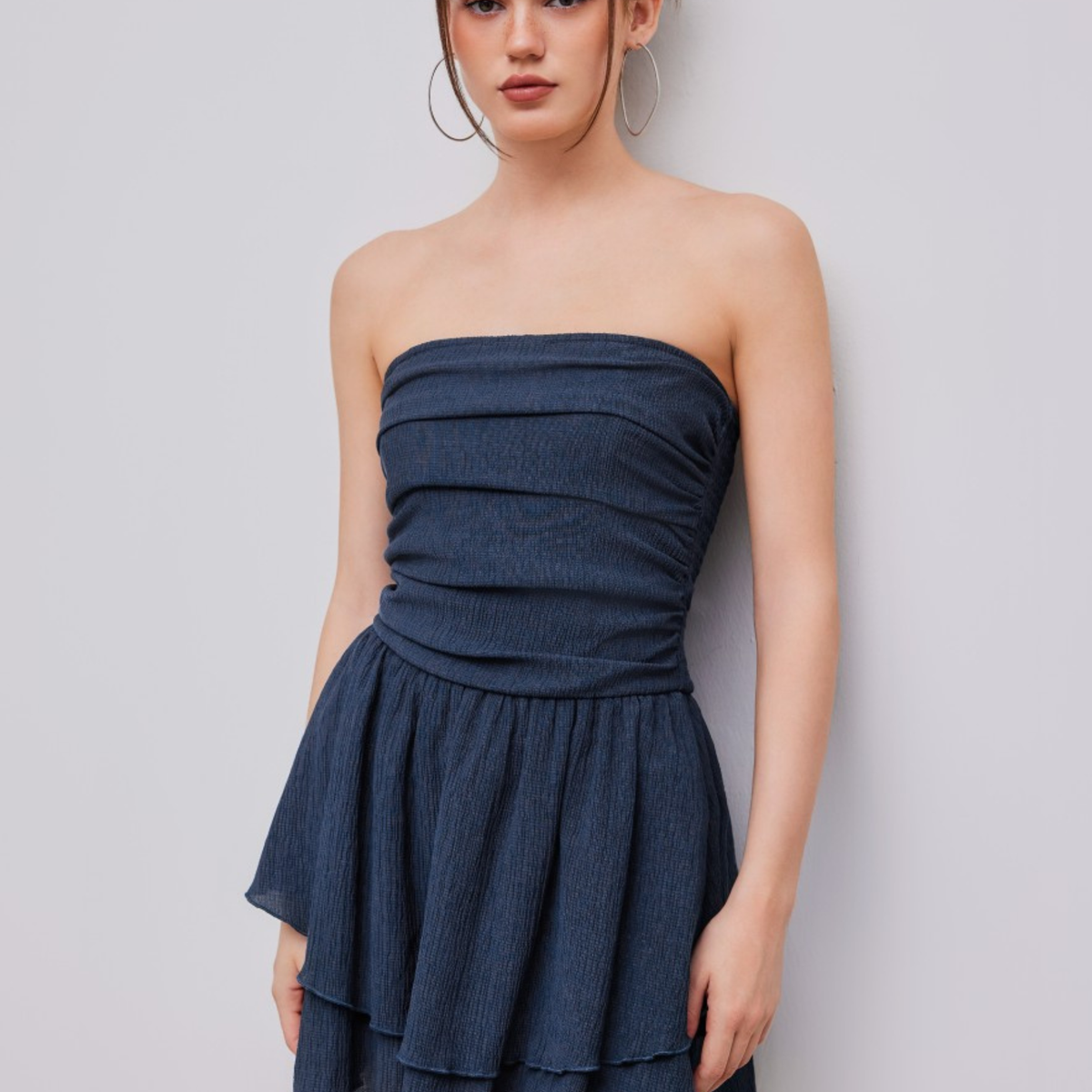Elodie | Strapless Mini Dress with Tiered Ruffle Skirt