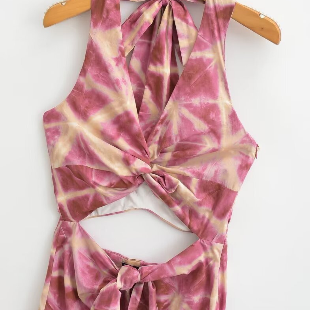 Brooklyn | Tie & Dye Draped Midi Dress with Front Knot