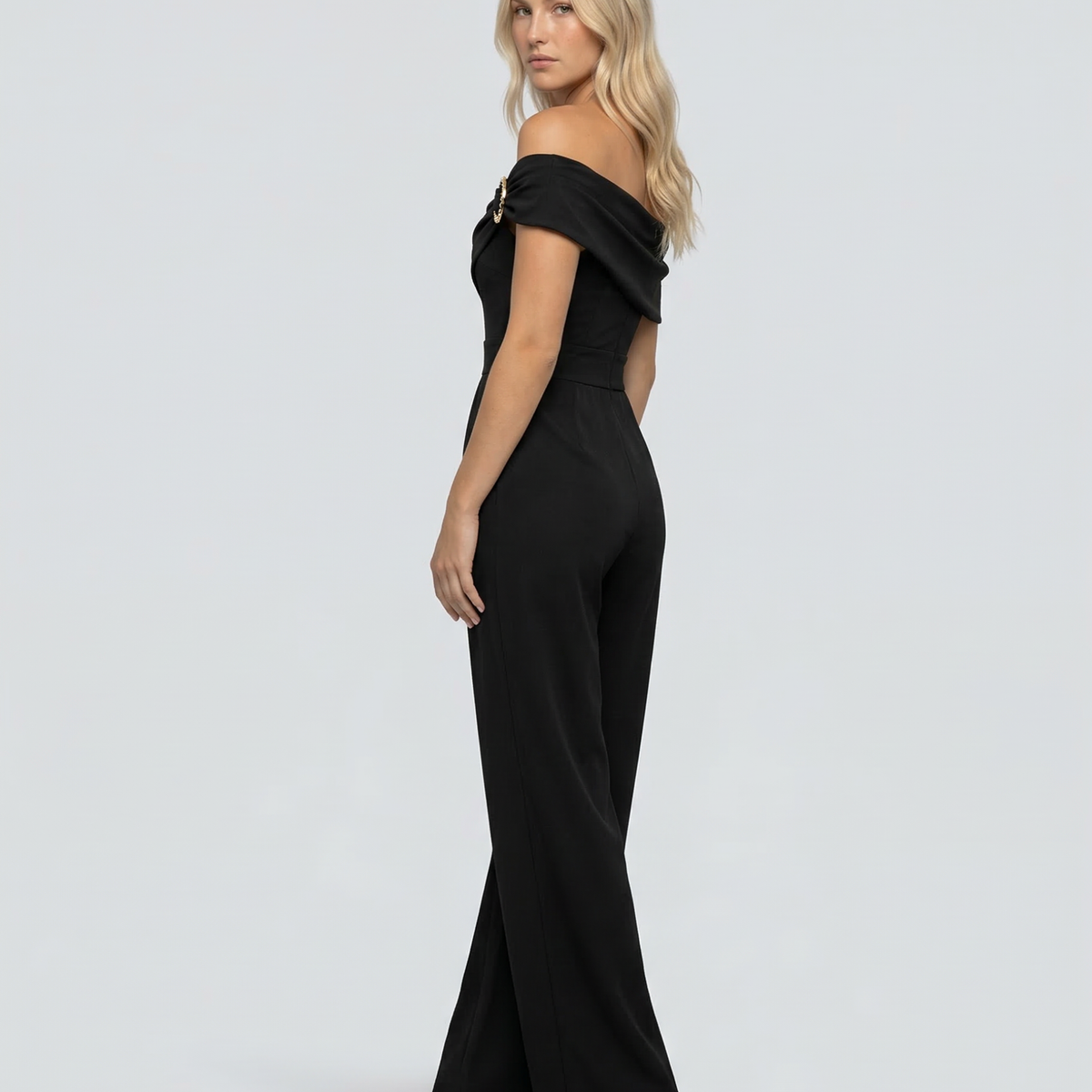 Mila | One-Shoulder Buckle Wide-Leg Jumpsuit