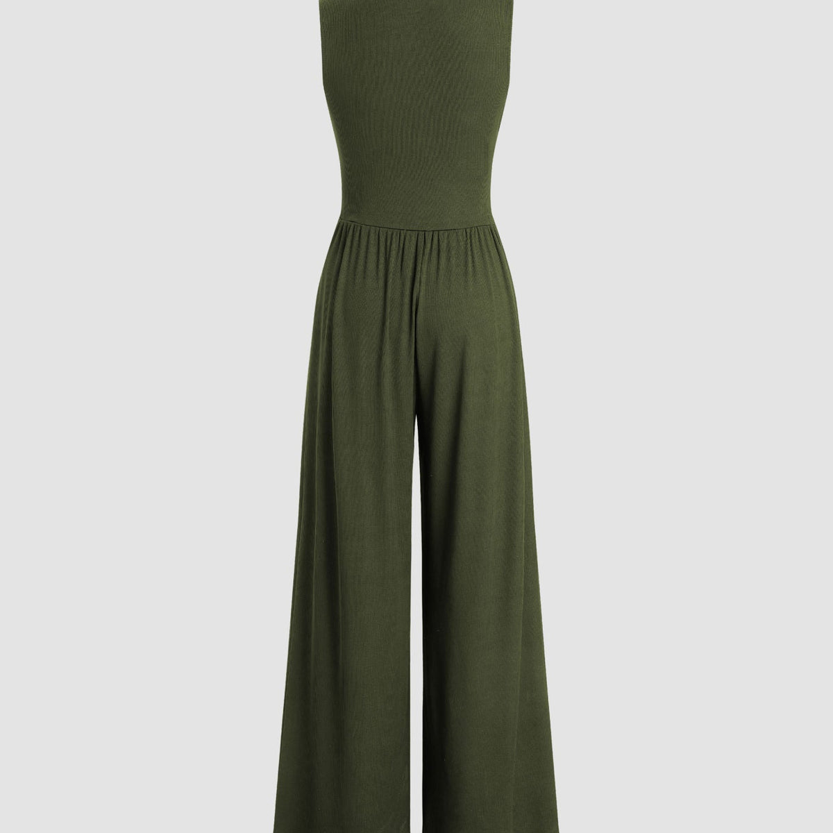 Eleanor | V-neck Ruched Solid Wide Leg Jumpsuit