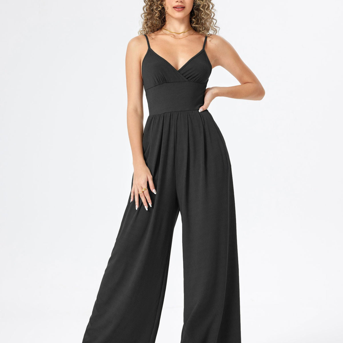 Jasmine | V-neck Cami Wide Leg Jumpsuit
