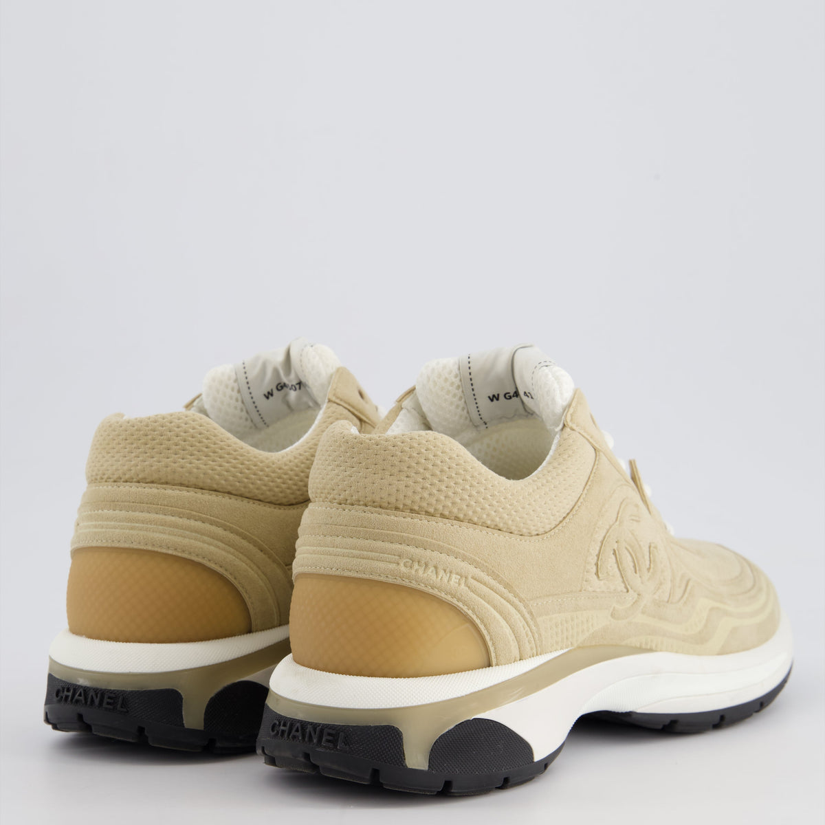 Chanel Beige Suede Sneakers With CC Logo Detail Size EU 41.5