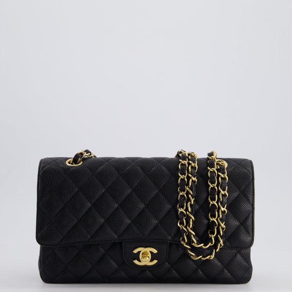 *HOT* Chanel Black Medium Classic Double Flap Bag in Caviar Leather with Gold Hardware