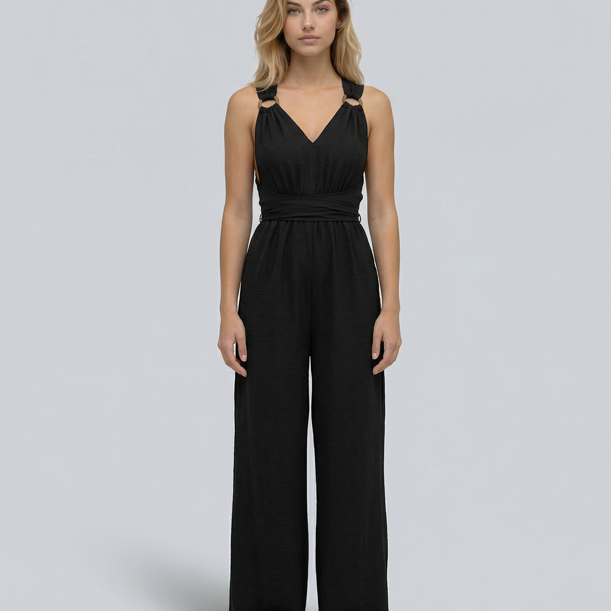 Leanne | Jumpsuit with Cross-Back Detail and Wide-Leg Fit