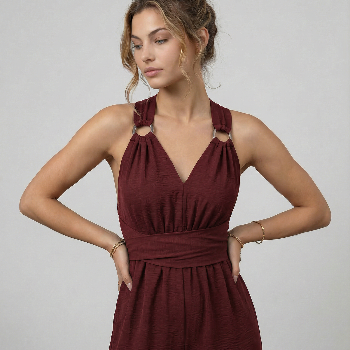 Leanne | Jumpsuit with Cross-Back Detail and Wide-Leg Fit