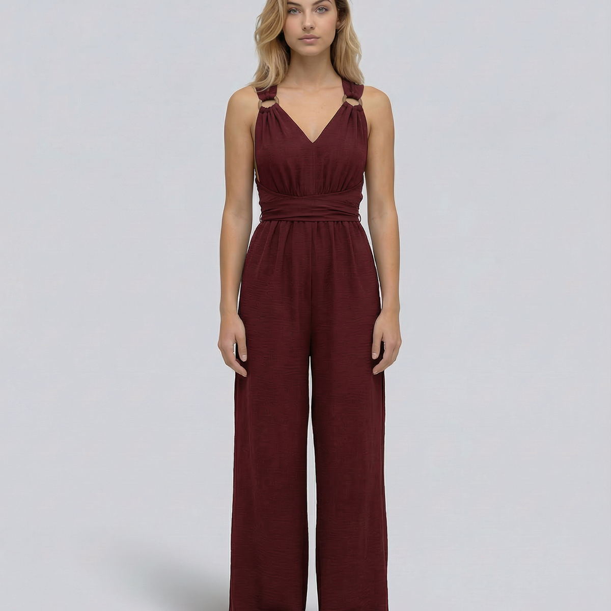 Leanne | Jumpsuit with Cross-Back Detail and Wide-Leg Fit