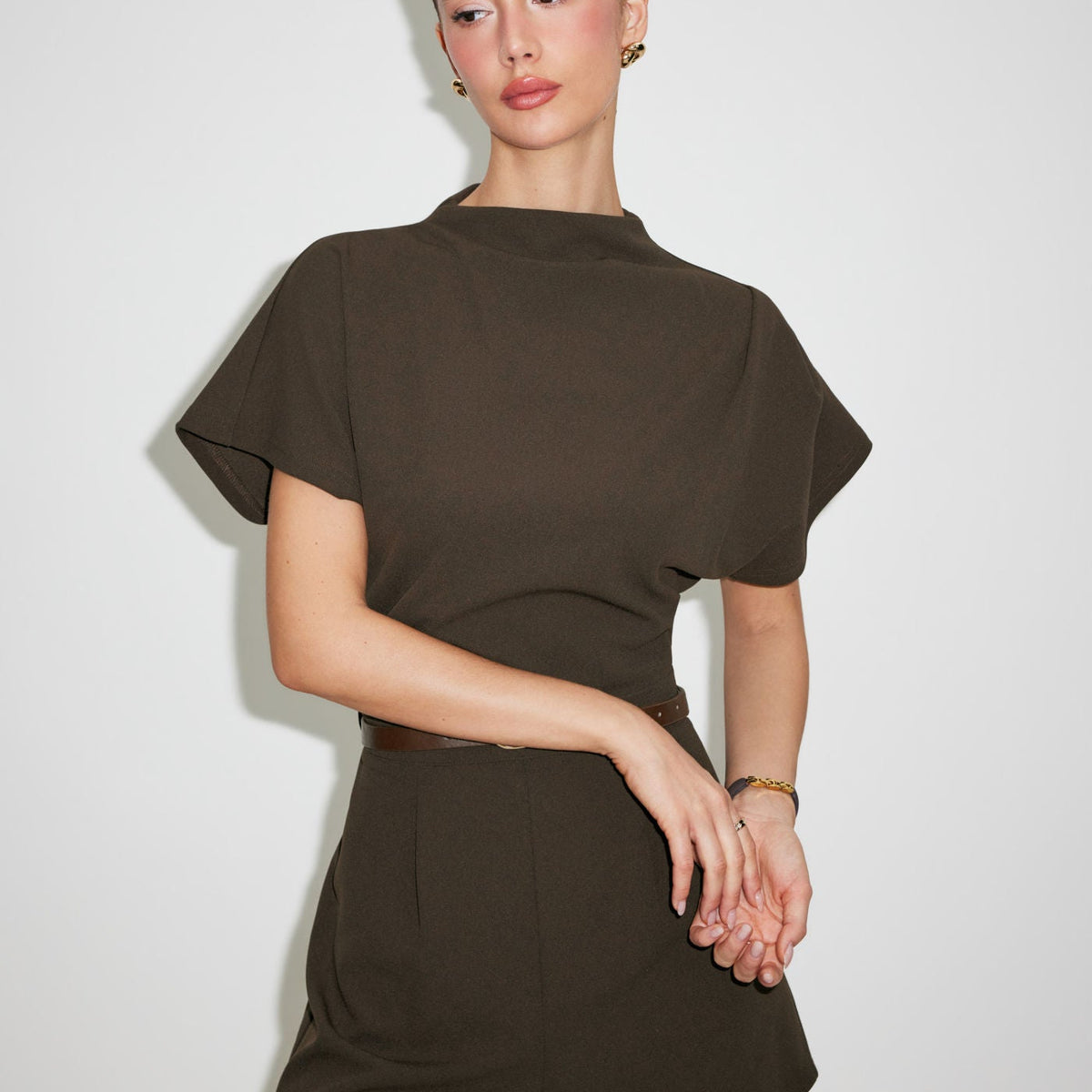 Sarah | Belted High-Neck Short Romper