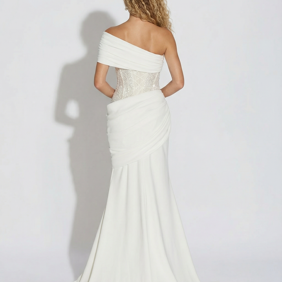 Caroline | One-Shoulder Maxi Dress with Embellished Waist