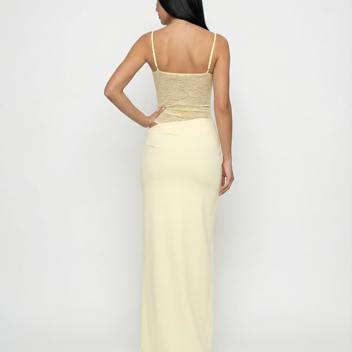 Leah | Lace Panel Tie-Shoulder Maxi Dress