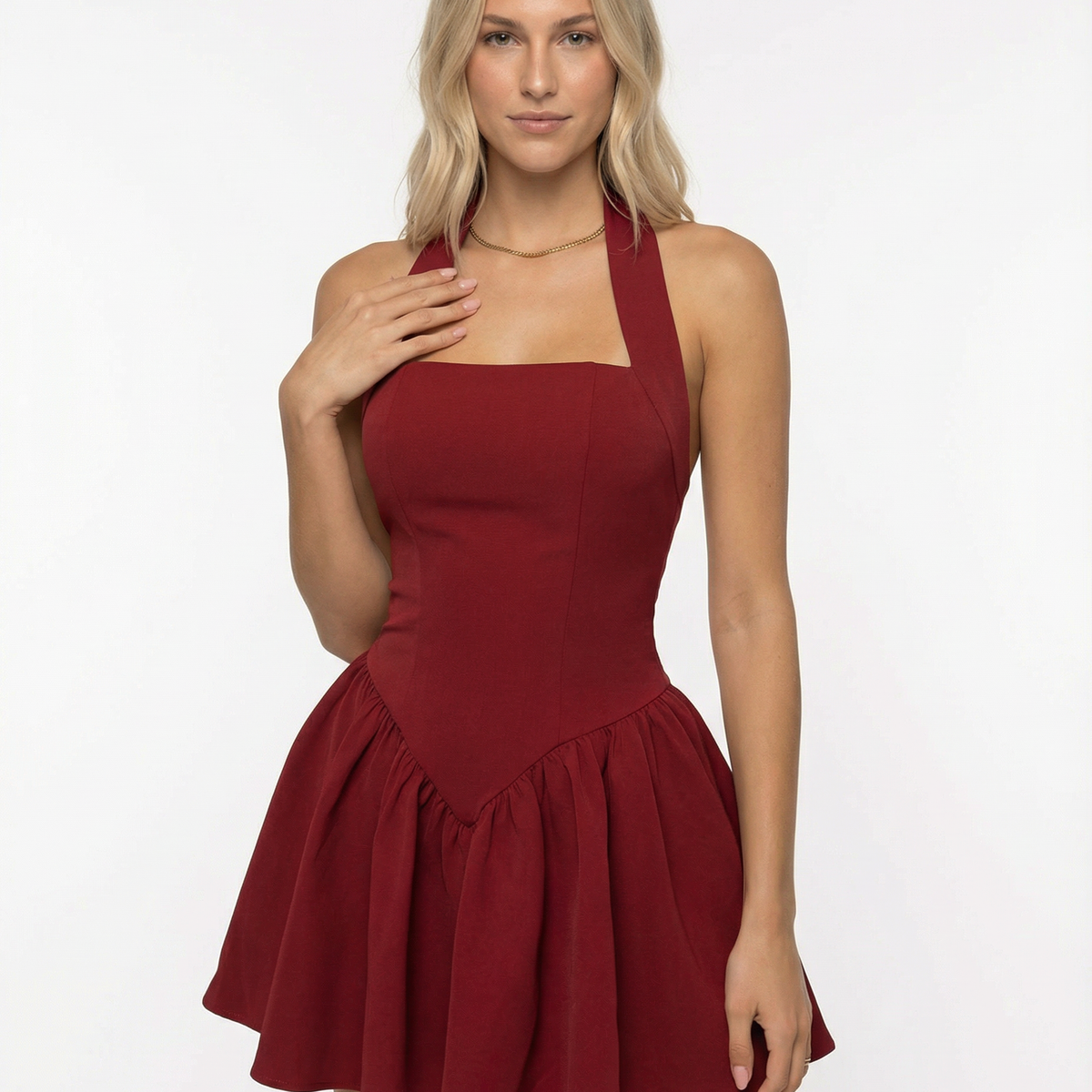 Emma | Open Back Halterneck Mini Dress