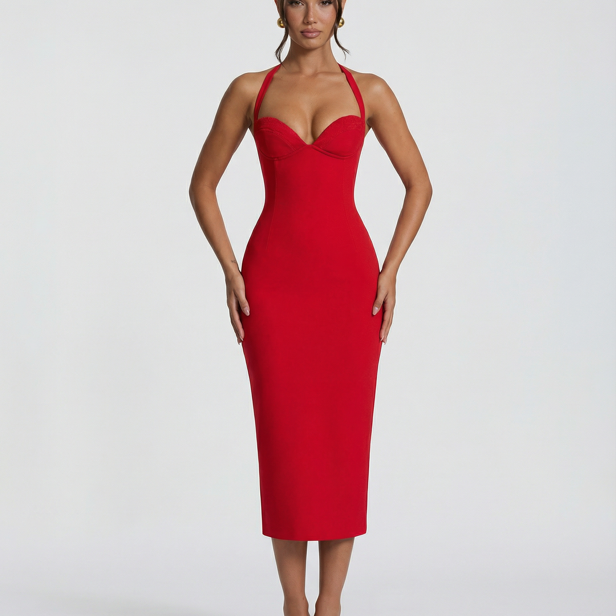 Liliana | Midi Dress with Lace Corset Bodice