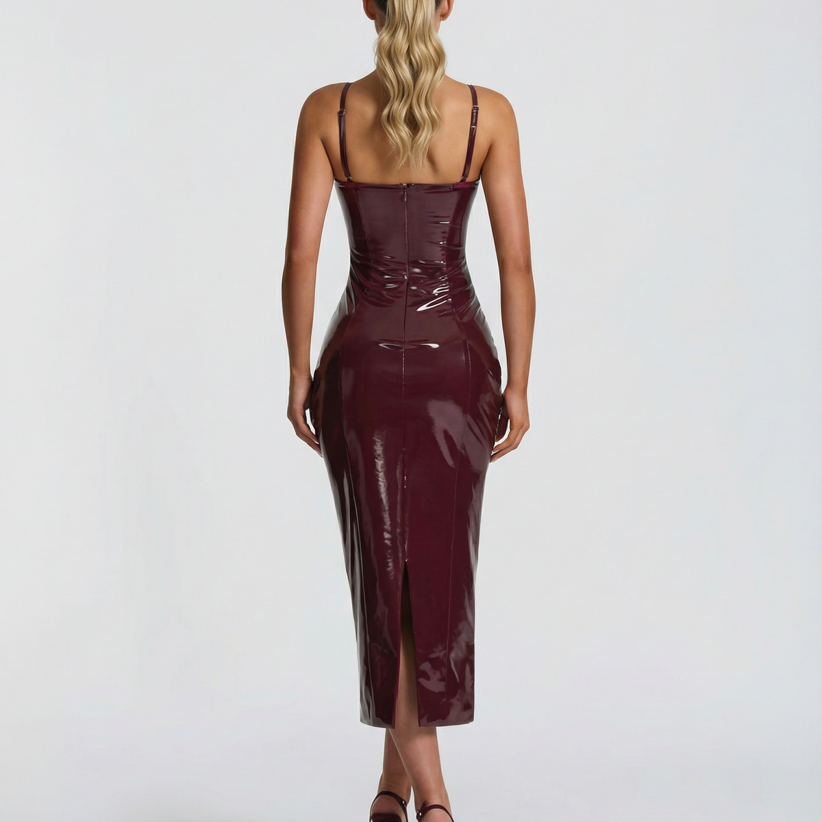 Raelynn | Midi Dress with Patent Finish and Straps