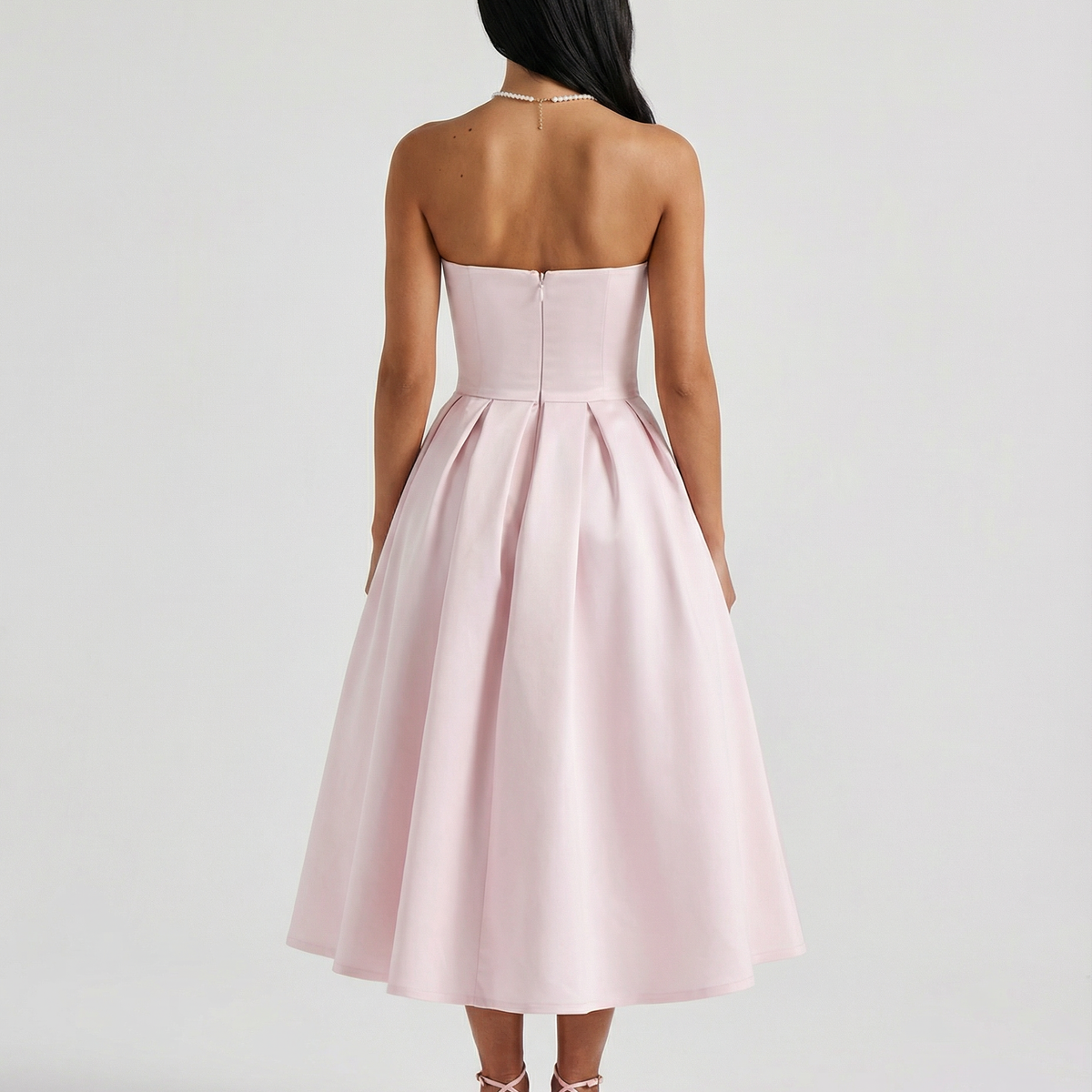 Ainsley | Midi Dress with Strapless Full Skirt