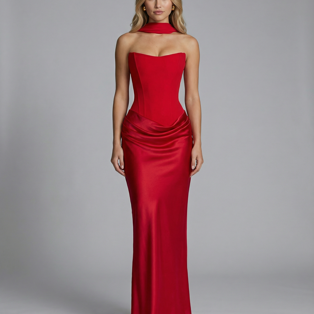 Gemma | Maxi Dress with Strapless Corset and Draped Skirt