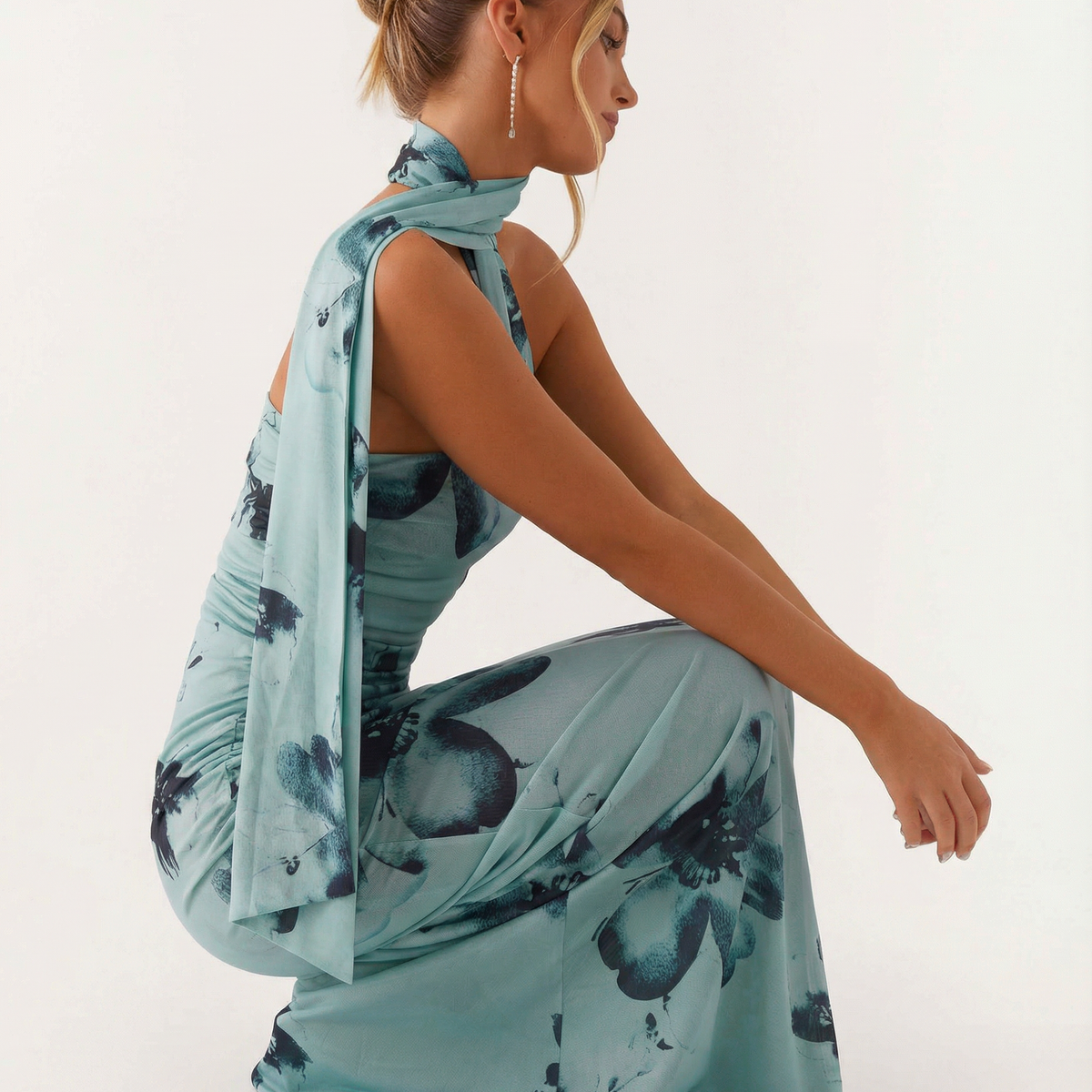 Lindsay | Maxi Dress with One-Shoulder Scarf Neckline