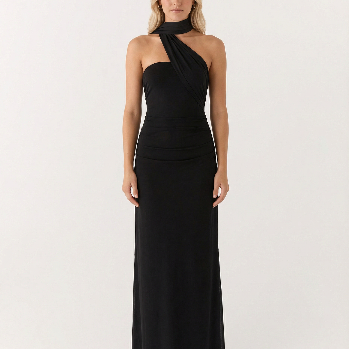 Lindsay | Maxi Dress with One-Shoulder Scarf Neckline