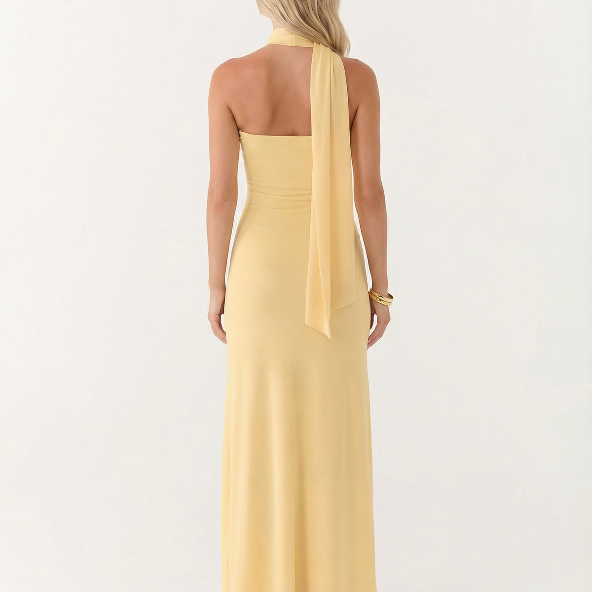 Lindsay | Maxi Dress with One-Shoulder Scarf Neckline