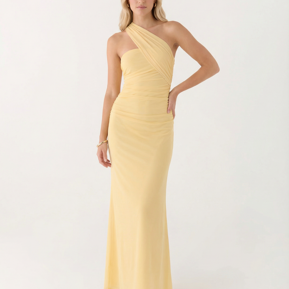 Lindsay | Maxi Dress with One-Shoulder Scarf Neckline