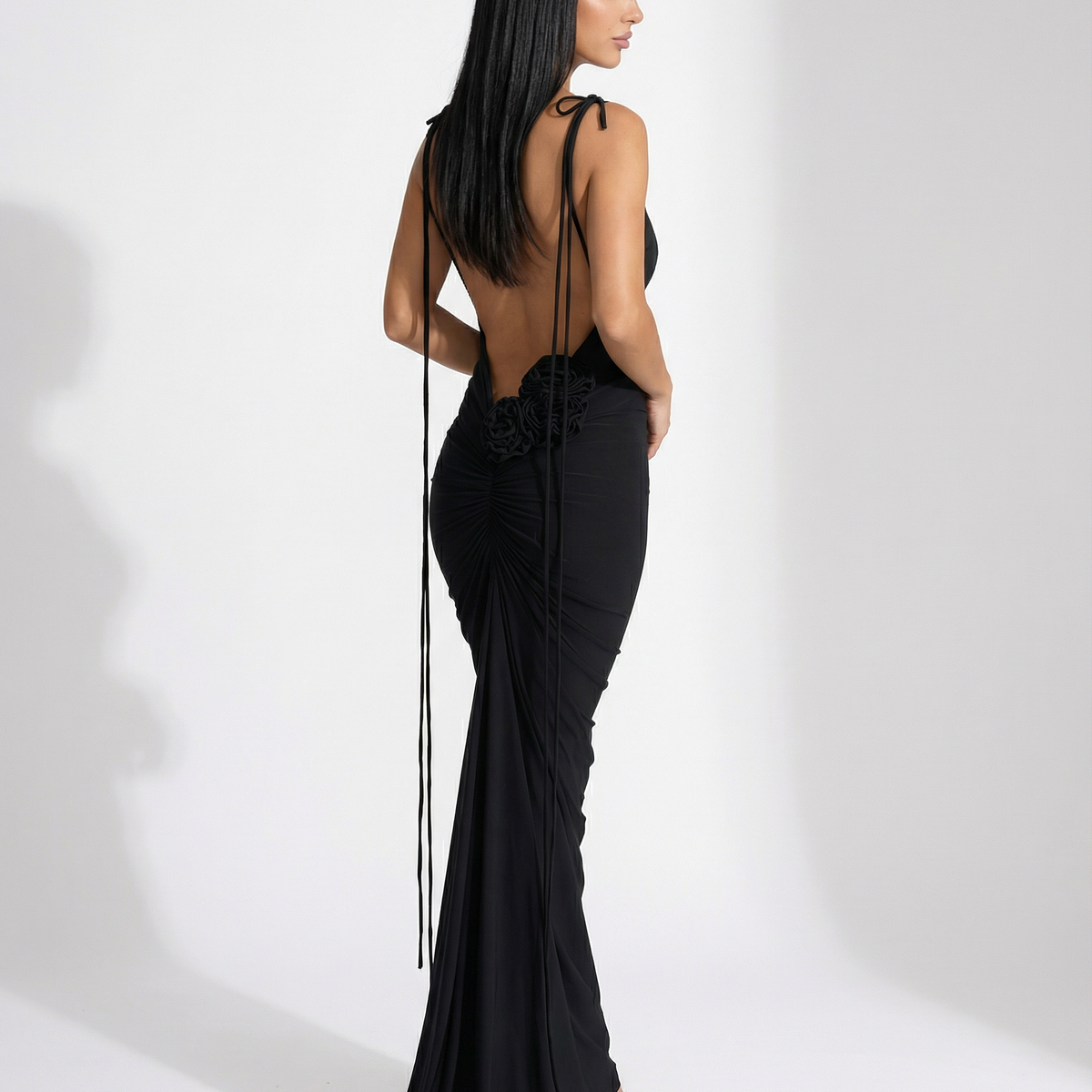 Rosalie | Maxi Dress with Backless Design and Tie Straps