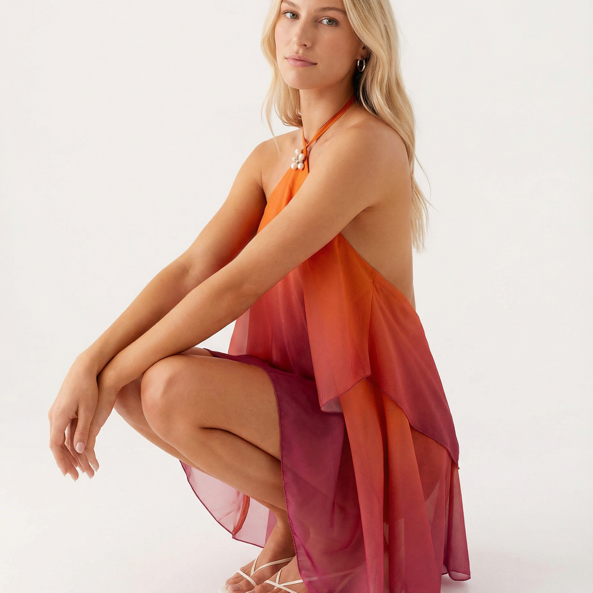 Cassandra | Halter Neck Layered Mini Dress