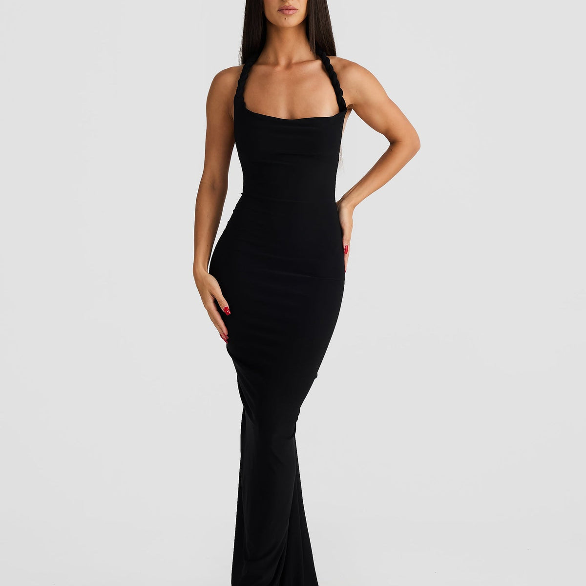 Linda | Maxi Dress with Asymmetric Neckline and Backless Detail