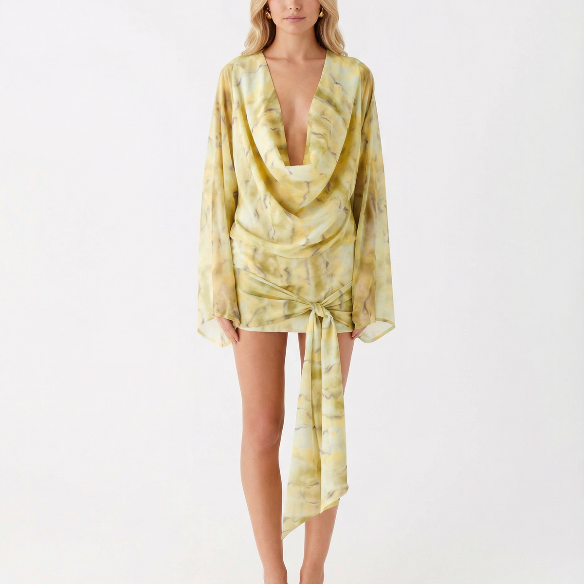 Cecilia | Long Sleeve Cowl Neck Mini Dress