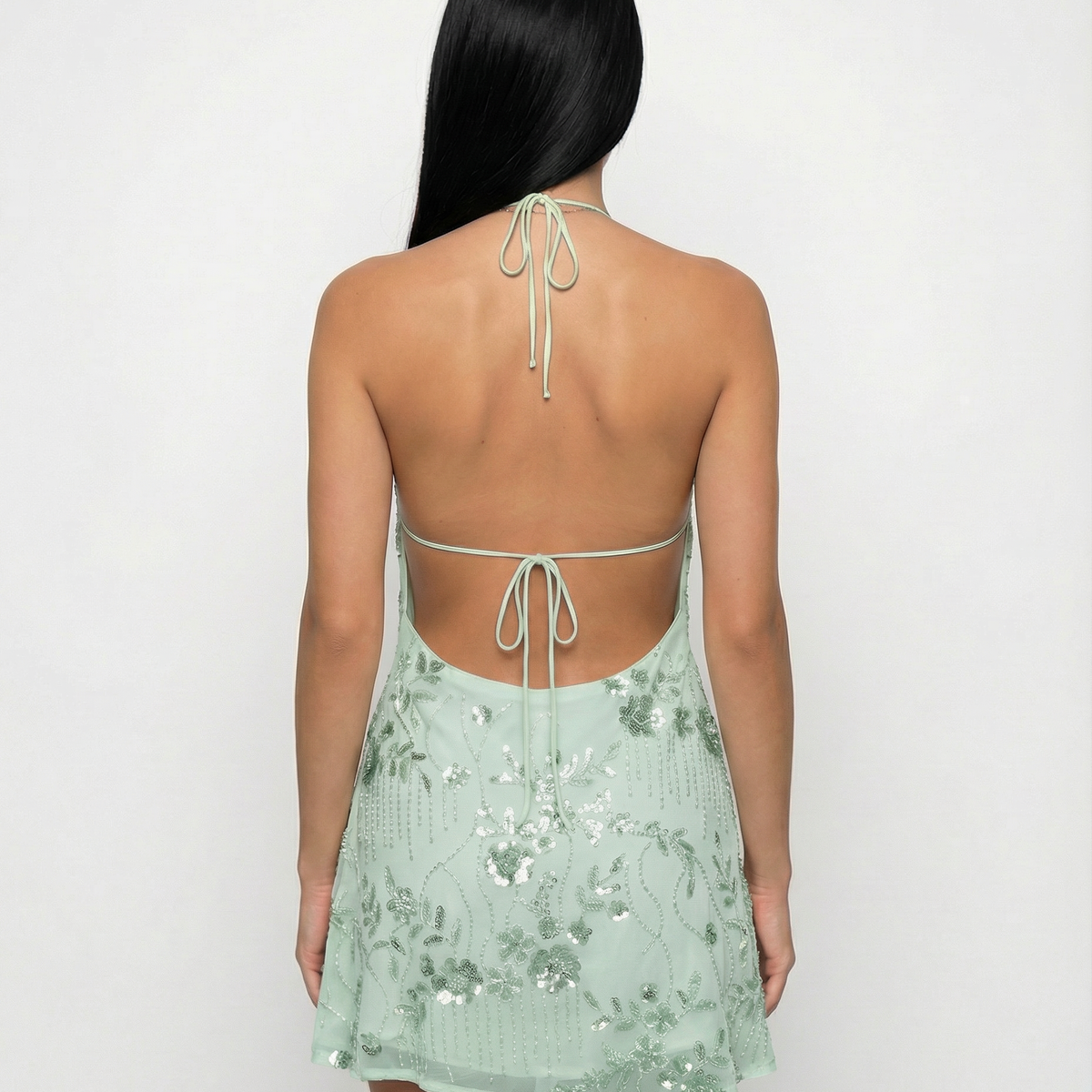 Katy | Mini Dress with Floral Beaded Design