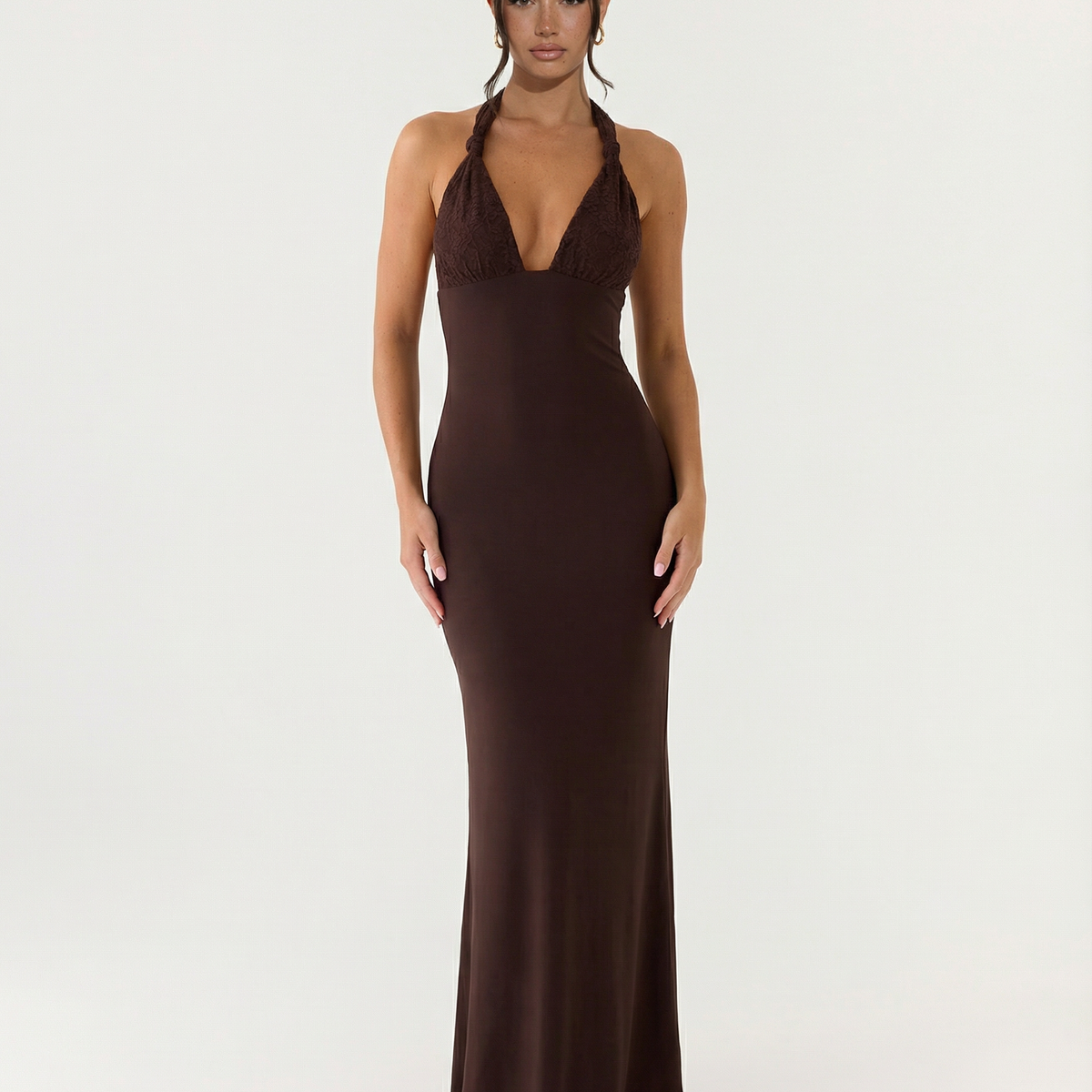 June | Halter Neck Ruched Maxi Dress