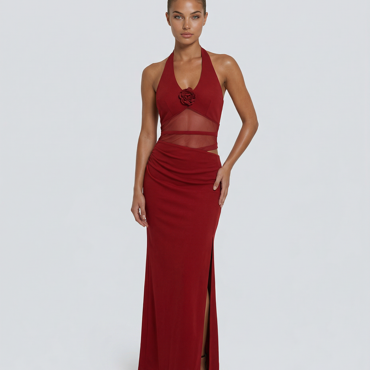 Elira | Maxi Dress with Mesh Waist Panel