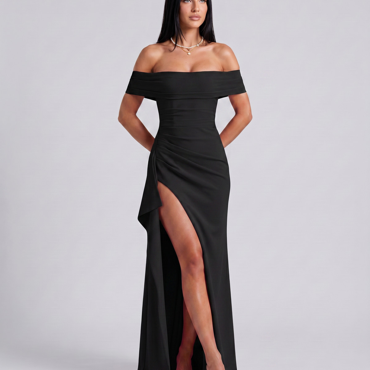 Miriam | Maxi Dress with Off Shoulder and High Slit