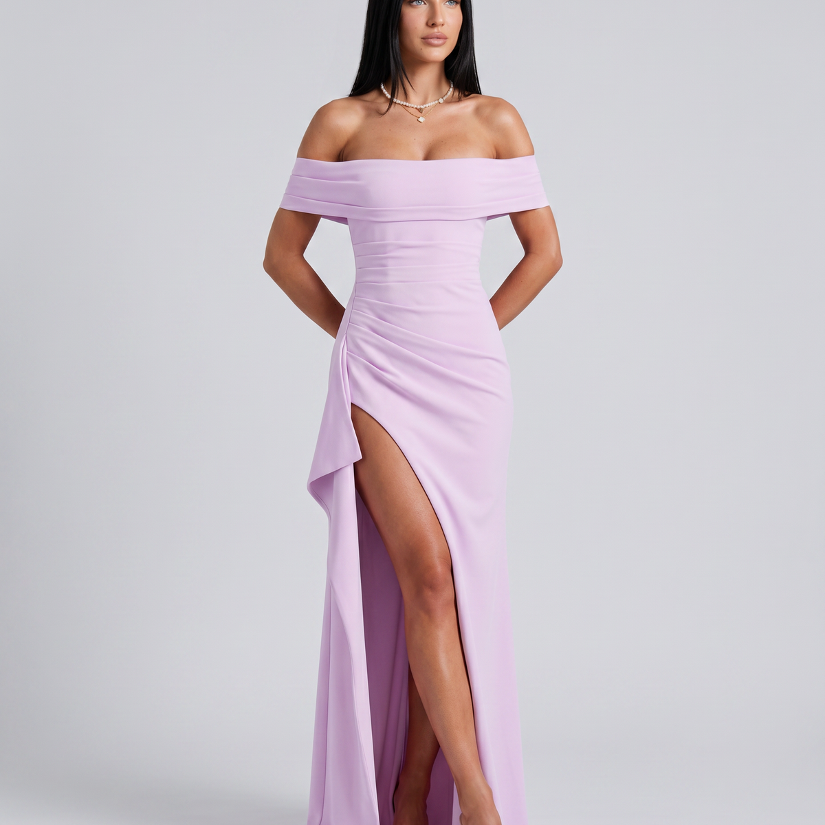 Miriam | Maxi Dress with Off Shoulder and High Slit