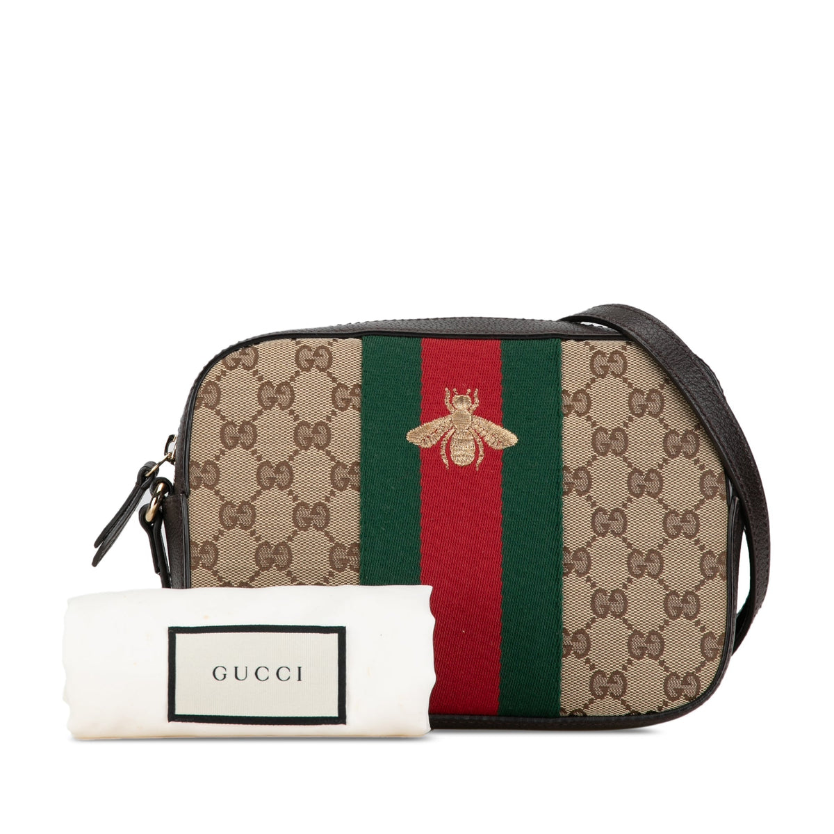 GUCCI GG Canvas Webby Bee Crossbody Crossbody Bag
