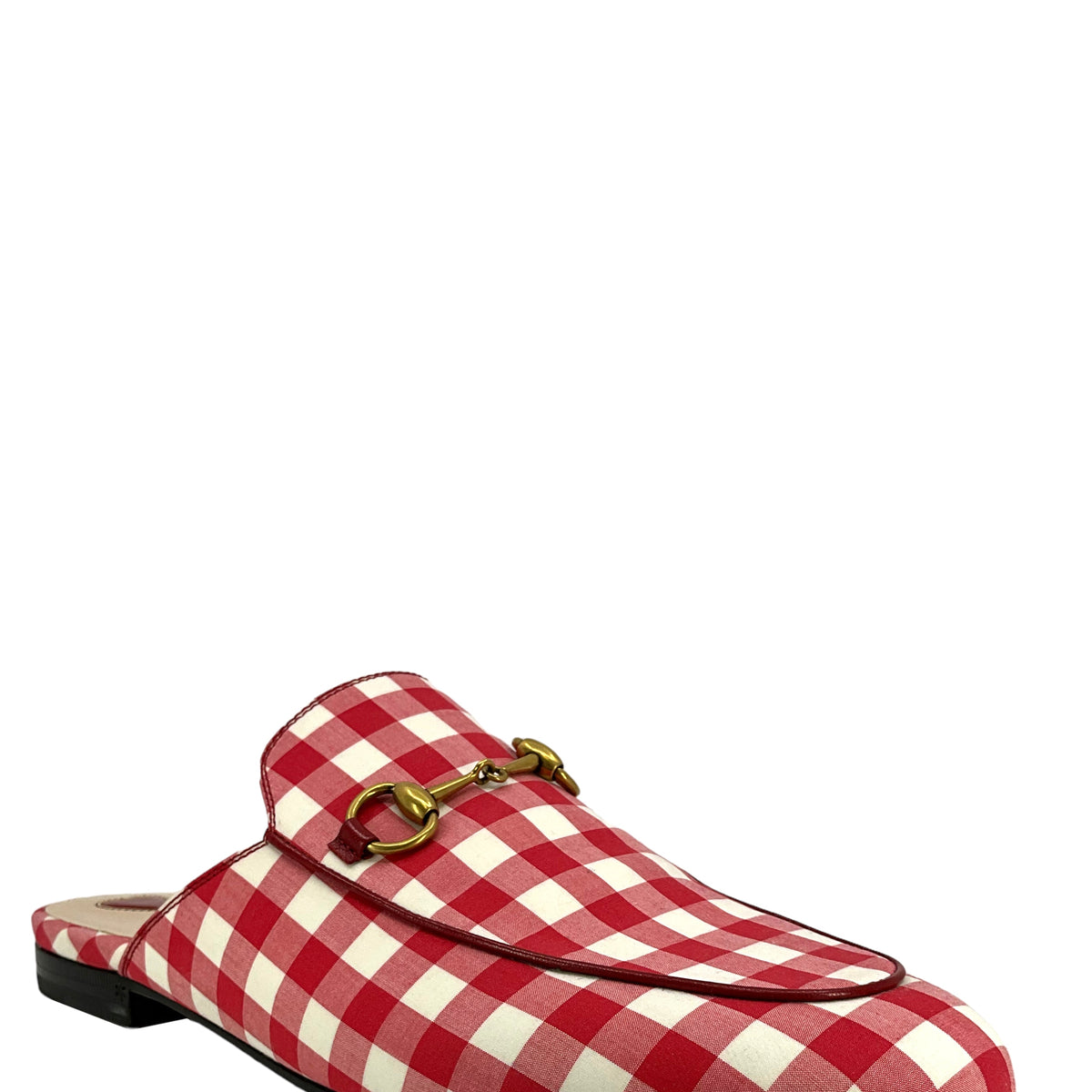 Gucci Princetown Horsebit Gingham Mules Size 10