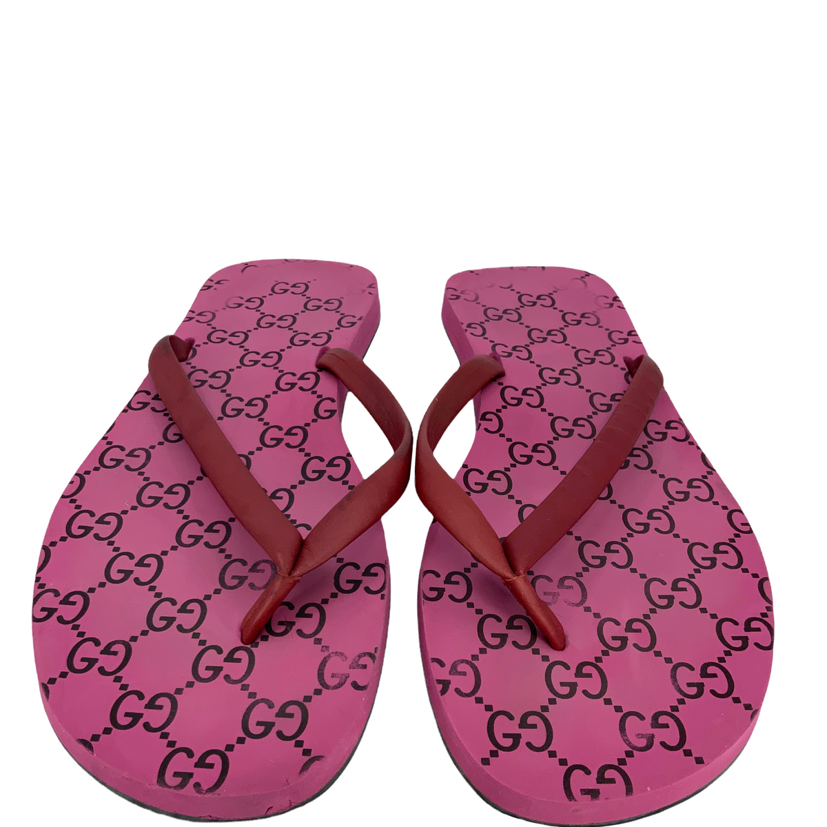 Gucci GG Monogram Flip Flop Sandals Size 9.5