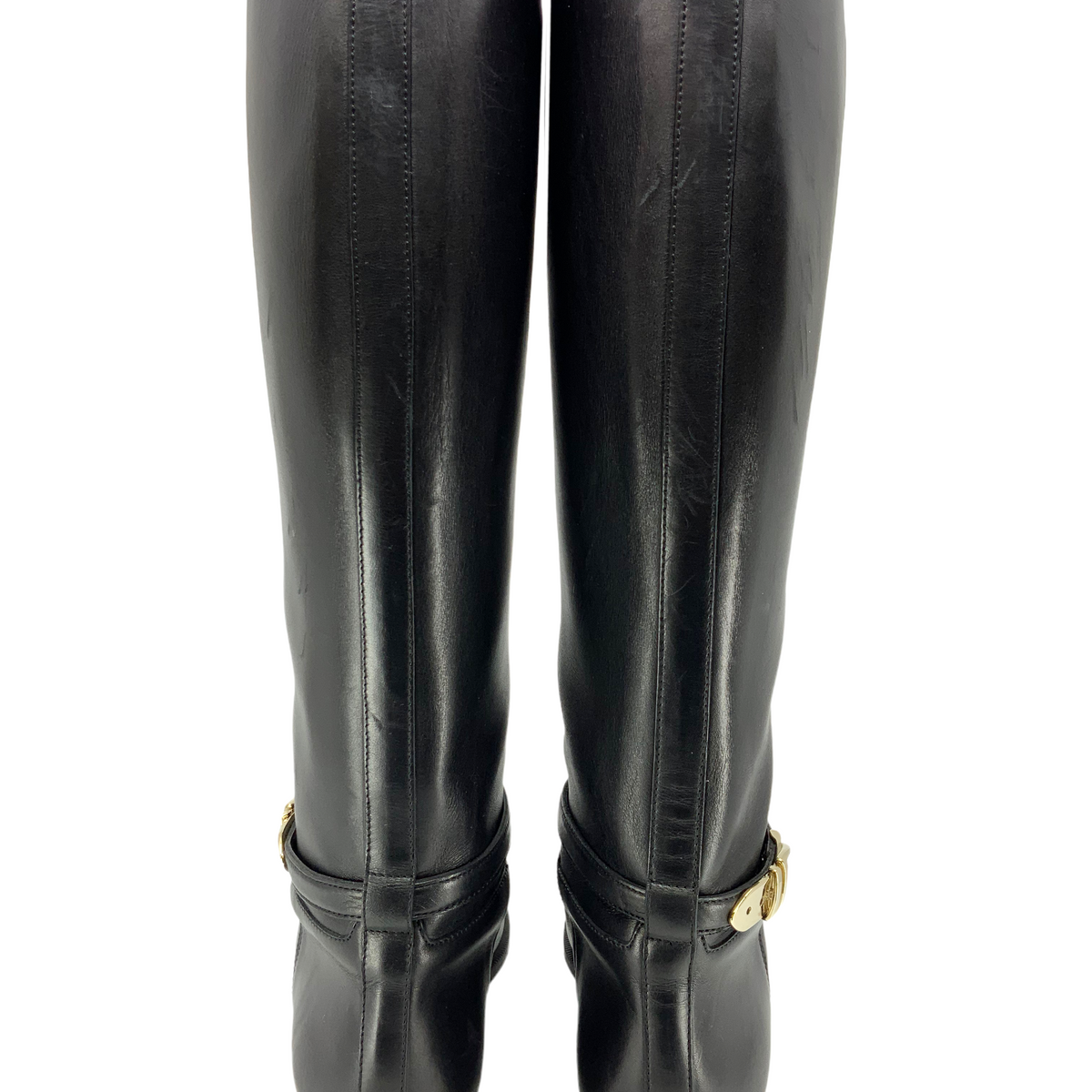 Gucci Leather Buckle Knee High Boots Size 7.5