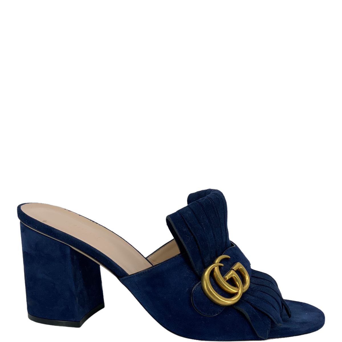 Gucci Marmont GG Suede Fringe Mules Size 10