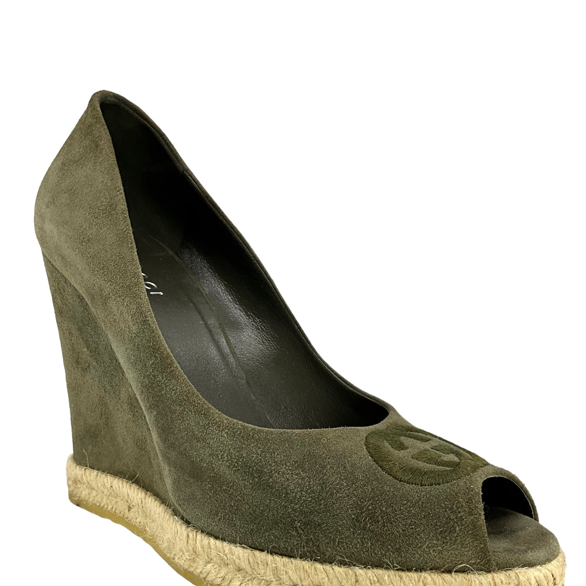 Gucci Suede Wedge Peep Toe Wedges Size 6
