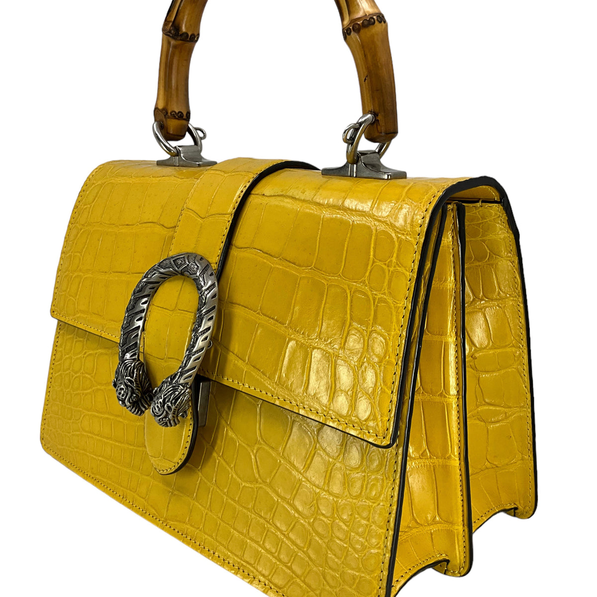 Gucci Dionysus Bamboo Top Handle Crocodile Bag