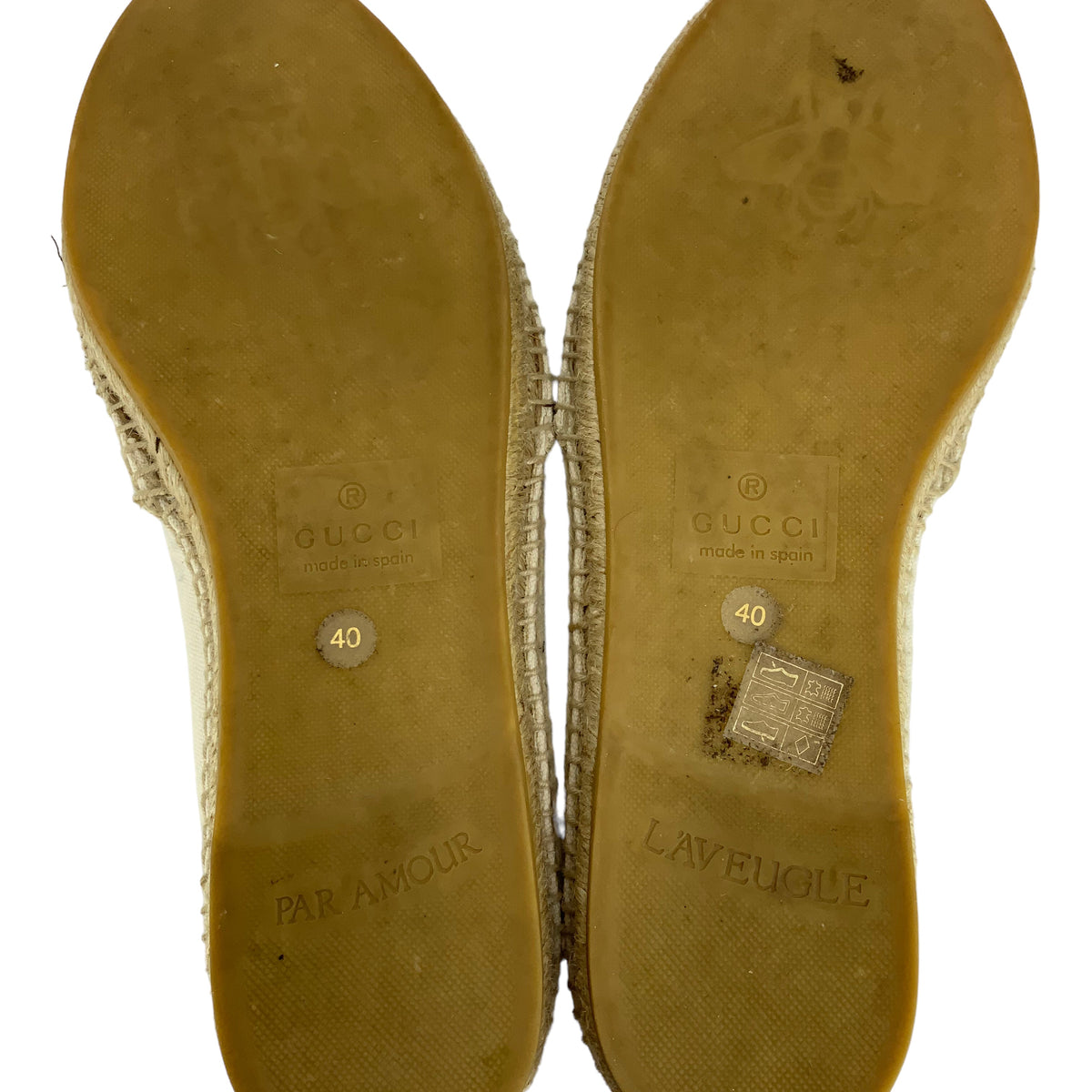 GUCCI Printed Logo Canvas Espadrille Flats Size 10