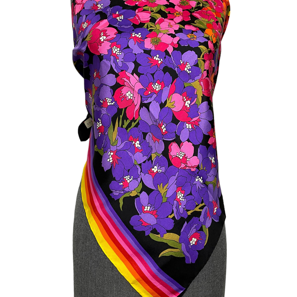 GUCCI Silk Degrade Floral Square Scarf NEW