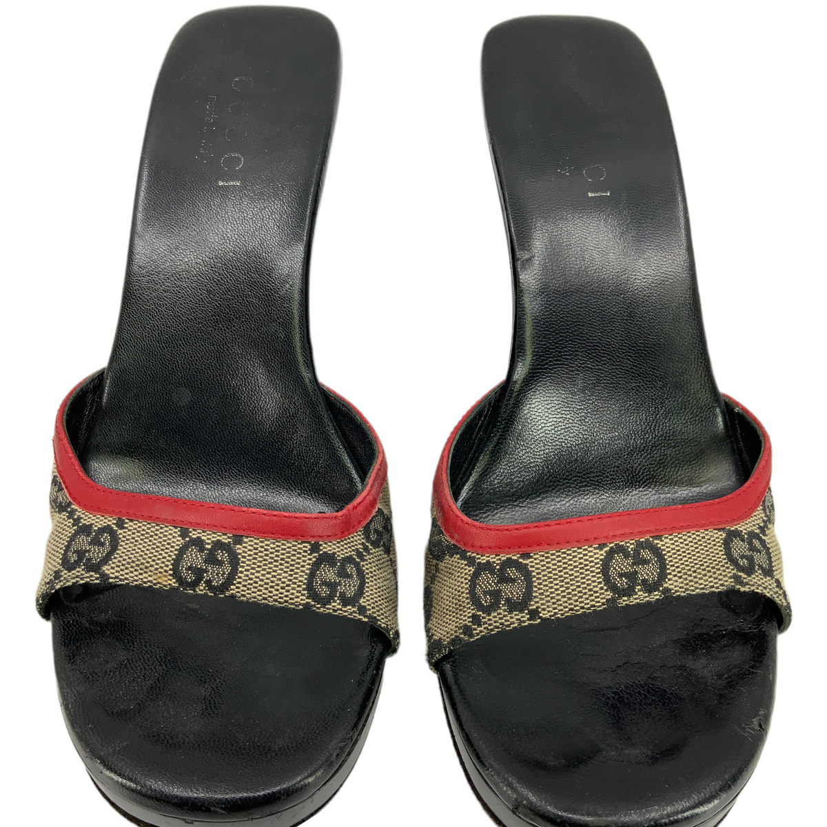 Gucci Monogram Canvas Wedges Size 8