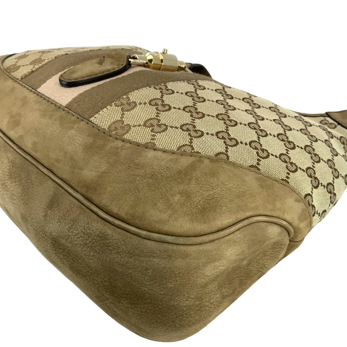 Gucci Monogram Canvas and Suede Medium Jackie O Hobo Bag