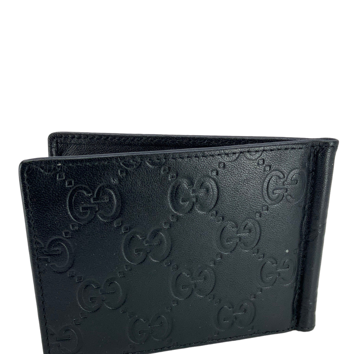 GUCCI GG Monogram Leather Clip Bi-Fold Wallet