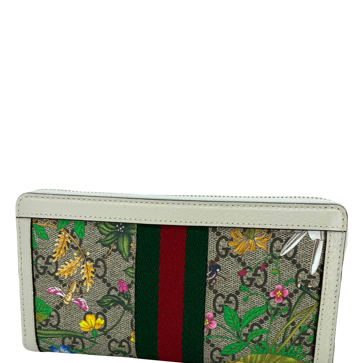 Gucci Ophidia Flora Web Zip Around Wallet NEW